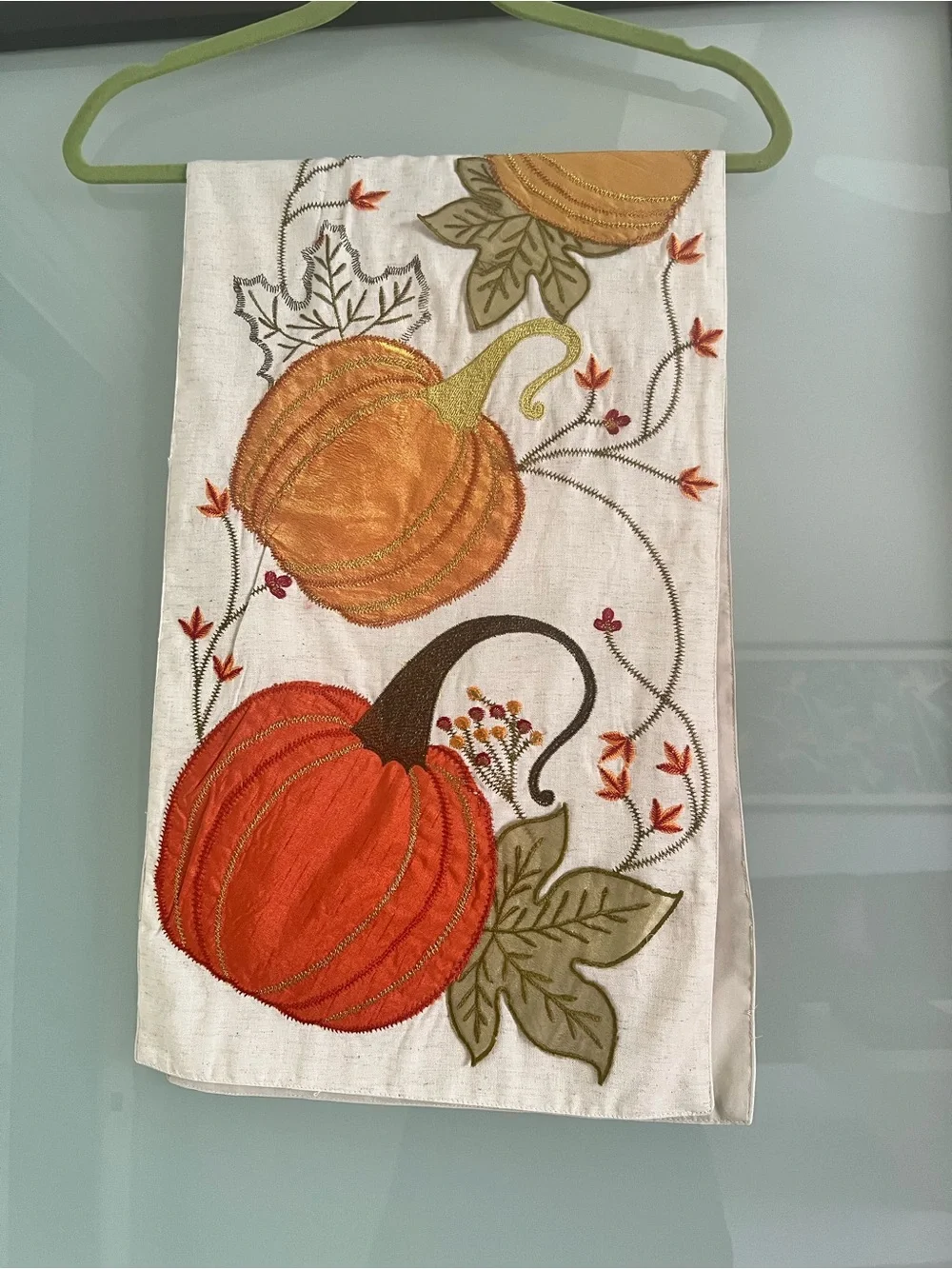 Embroidered Pumpkin Kitchen Table RunneraOrange & Gold Patchwork